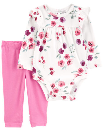 Baby 2-Piece Floral Bodysuit Pant Set, 