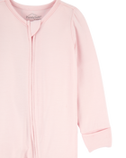 Baby Girl Solid 2-Way Zip PurelySoft Sleep & Play Pajamas - Light Pink, image 3 of 6 slides