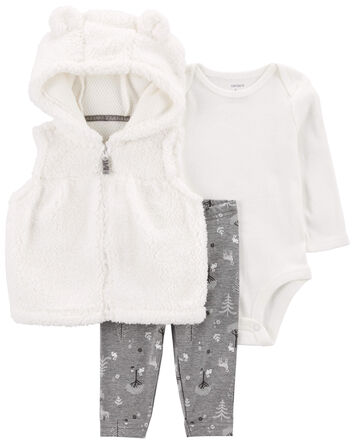 3-Piece Bear Little Vest Set, 