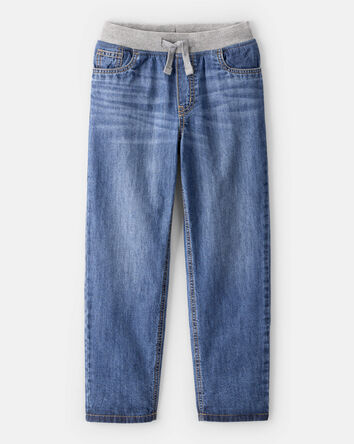 Boys Denim Pull-On Straight Jeans - Medium Wash, 