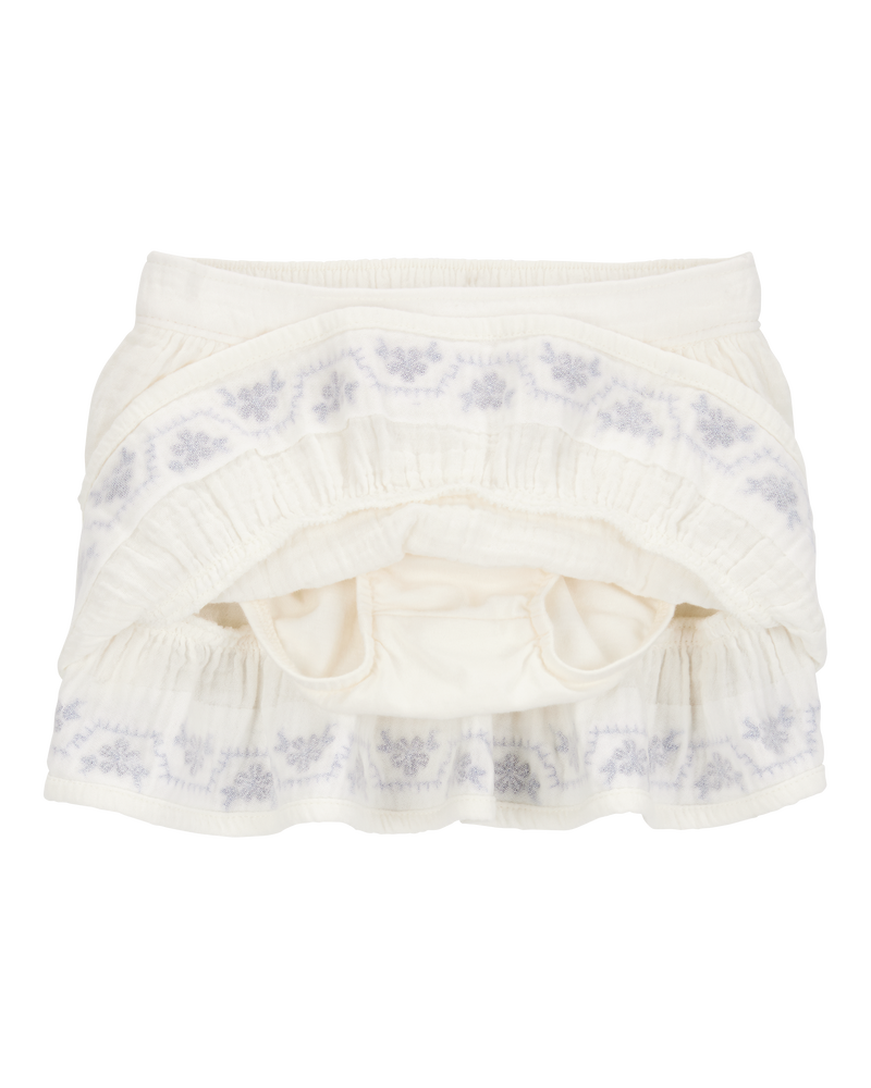 Baby 2-Piece Fashion Top & Embroidered Gauze Skort Set, image 6 of 6 slides