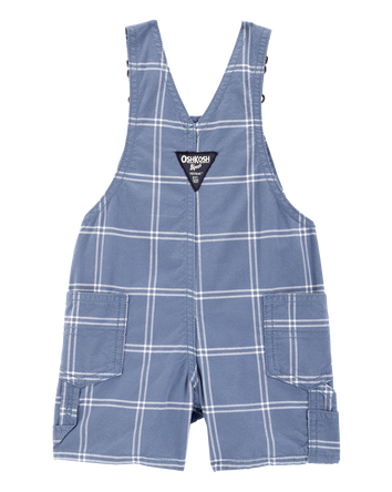Baby Boy Plaid Shortalls - Blue, 