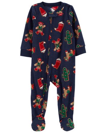 1-Piece  Gingerbread Fleece Footie Pajamas
, 