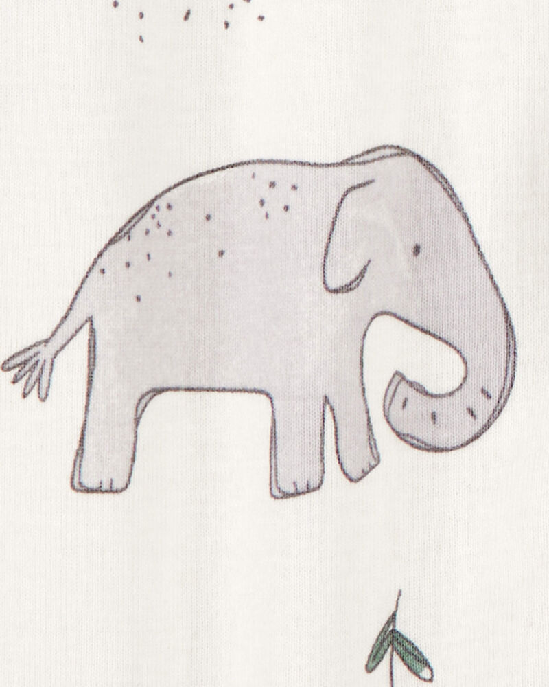 Baby 2-Pack Striped Elephant 2-Way Zip Cotton Sleep & Play Pajamas, image 3 of 4 slides