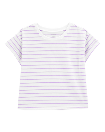 Kid Striped Short-Sleeve Fashion Top - Purple, 