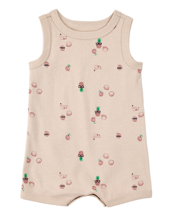 Baby Coconut Print Cotton Romper, 