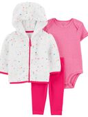 Ivory/Pink - Baby 3-Piece Little Jacket Set