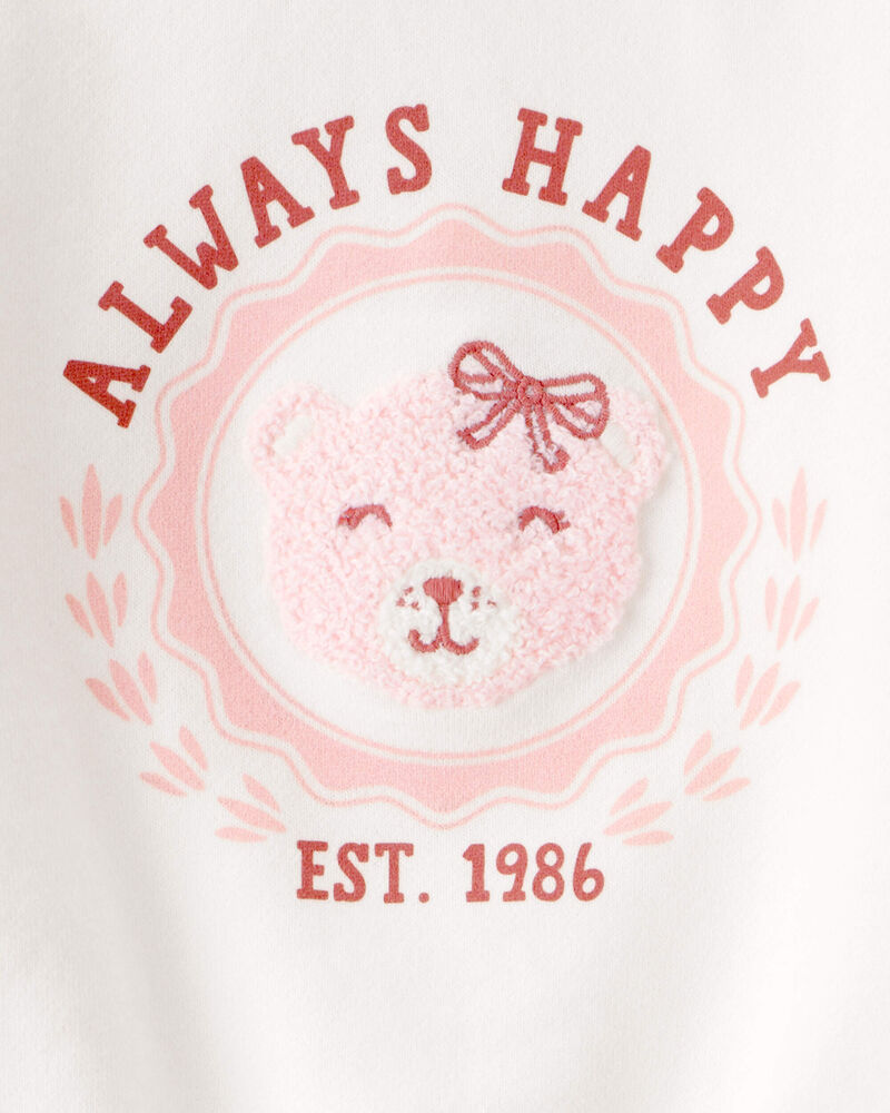 Toddler Girl Always Happy French Terry Short-Sleeve Top - Ivory, image 3 of 4 slides
