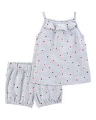 Toddler 2-Piece Striped Star Print Tank & Shorts Set - Blue, image 1 of 10 slides
