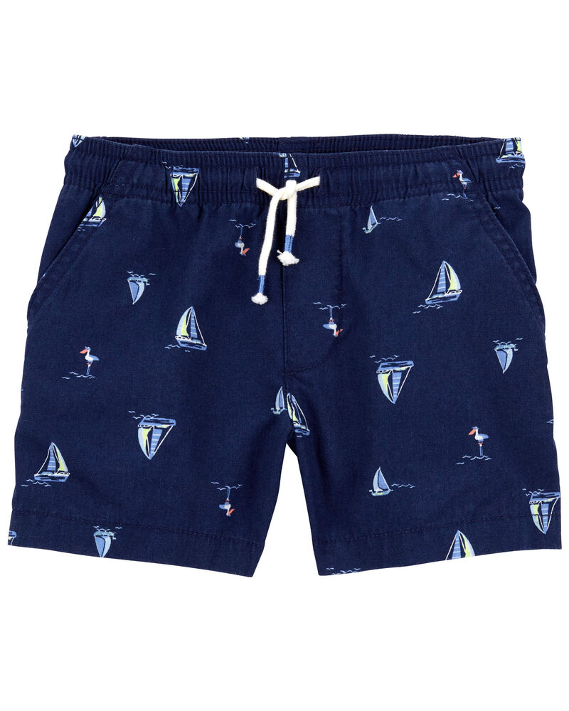 Baby Sailboat Pull-On Linen Shorts, image 1 of 3 slides