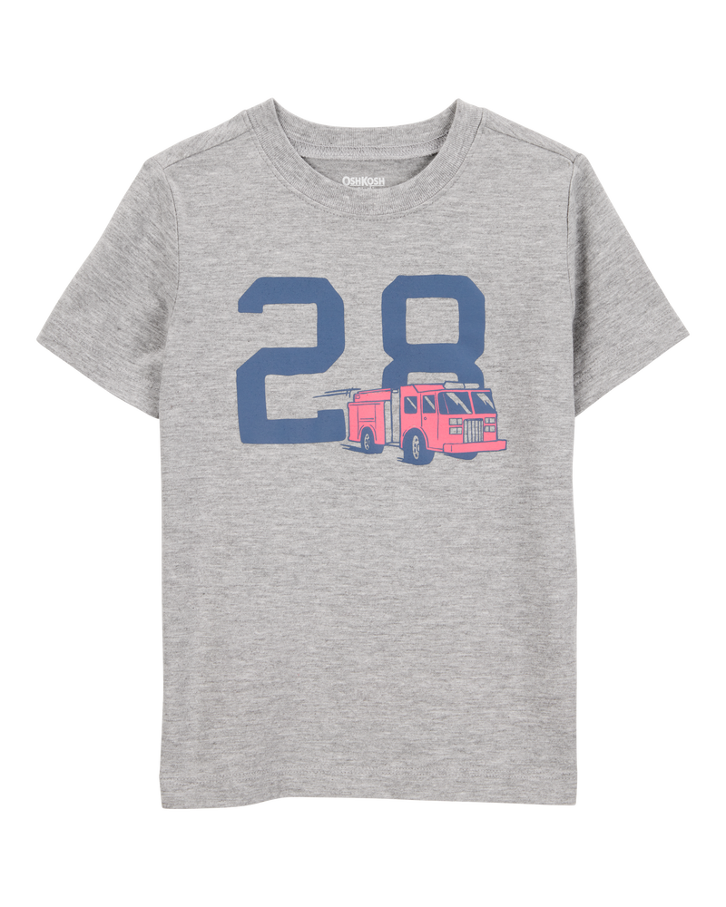 Toddler Firetruck Short-Sleeve Graphic Tee - Grey, image 1 of 3 slides