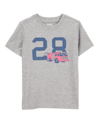 Toddler Firetruck Short-Sleeve Graphic Tee - Grey, image 1 of 3 slides