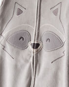 Toddler Boy Raccoon Velour-Velboa Loose Fit Long-Sleeve 2-Way Zip Pajamas, image 3 of 5 slides