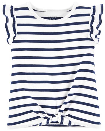 Striped Tie-Front Tee, 