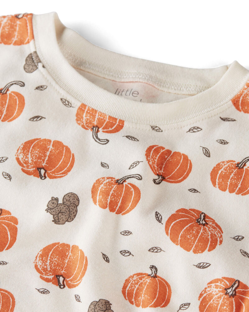 Kid Organic Cotton Pajamas Set in Harvest Pumpkins, image 2 of 4 slides