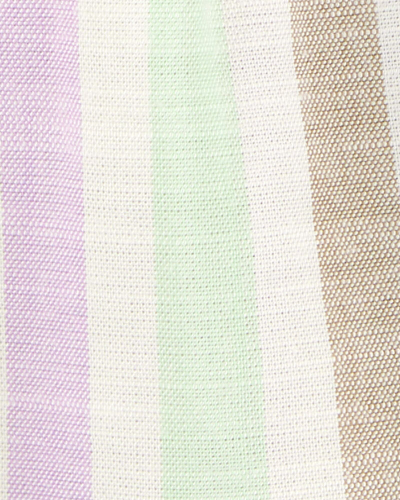 Baby Striped Short-Sleeve Linen Look-Alike Fashion Top, image 2 of 3 slides