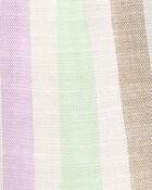 Baby Striped Short-Sleeve Linen Look-Alike Fashion Top, image 2 of 3 slides