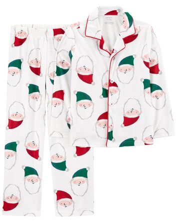 Kid 2-Piece Santa Fleece Coat Style Pajamas, 