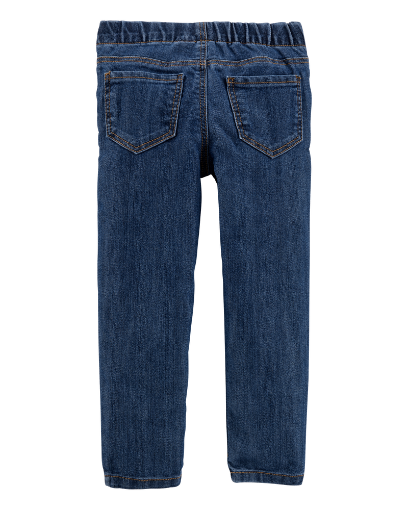 Baby Medium Blue Wash Elastic-Waist Jeggings, image 2 of 4 slides