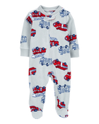 Baby Firetruck Fleece Zip-Up Footie Sleep & Play Pajamas, image 1 of 4 slides