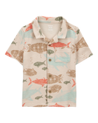 Toddler Sea Print Button-Down Shirt, image 1 of 3 slides