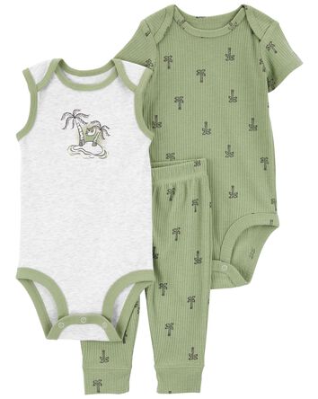 Baby 3-Piece Palm Tree Little Bodysuit Set, 