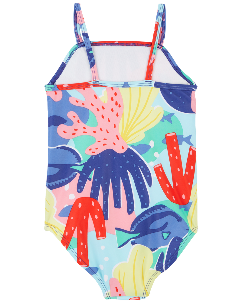 Toddler 1-Piece Coral Swimsuit, image 2 of 7 slides