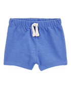 Baby Pull-On French Terry Shorts - Blue, image 1 of 4 slides