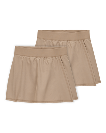 Kid 2-Pack Poplin Stretch Uniform Skorts - Khaki, 