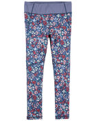 Kid Floral Print Active Leggings in BeCool™ Fabric, image 1 of 4 slides