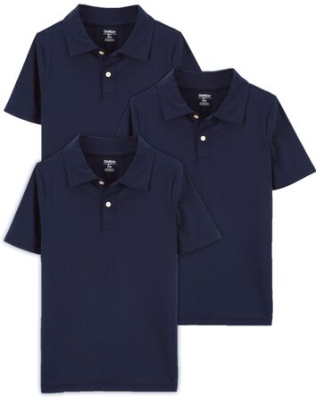 Kid 3-Pack Active Mesh Uniform Polos in Moisture Wicking BeCool™ Fabric, 