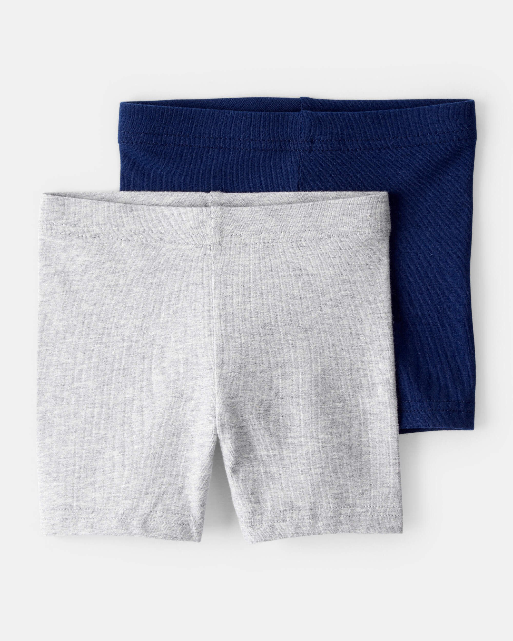 Grey/Navy Toddler Girl 2-Pack Tumbling Shorts - Grey/Navy