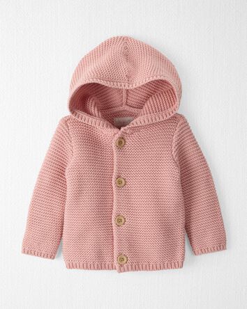 Baby Organic Signature Stitch Cardigan in Rose, 