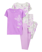 Kid 4-Piece Floral Butterfly Cotton Pajamas, image 1 of 7 slides