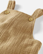Baby Organic Cotton Textured Gauze Overalls in Light Maple, image 3 of 7 slides