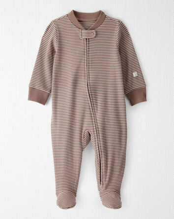 Baby Organic Cotton Sleep & Play in Brown Stripes, 