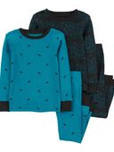 Blue - Baby 4-Piece Dinosaur 100% Snug Fit Cotton Pajamas