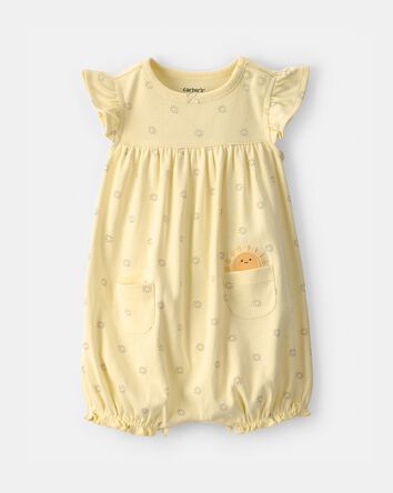 Baby Girl Sunshine Short-Sleeve Romper - Yellow, 