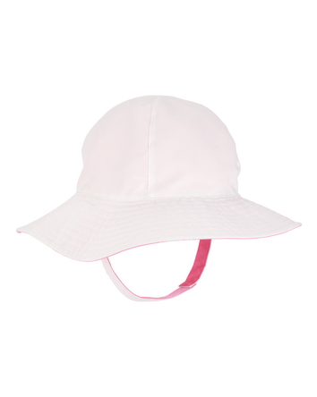 Baby Girl Reversible Solid Swim Hat - Pink/White, 