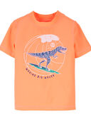 Orange - Toddler Dinosaur Short-Sleeve Rashguard