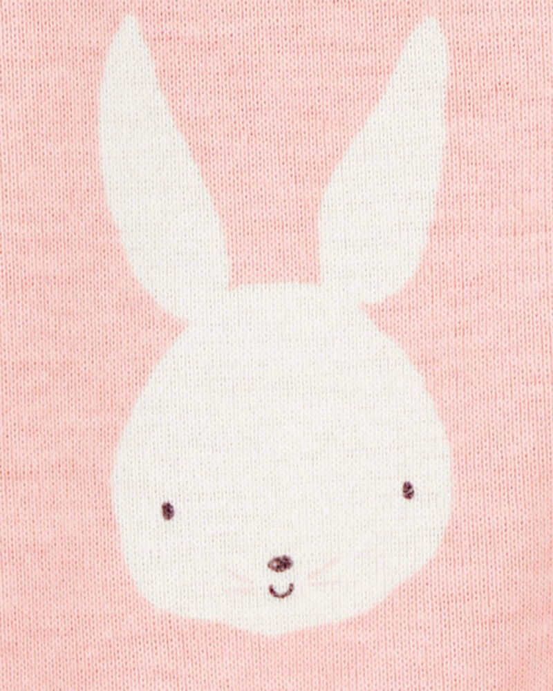 Baby Bunny 2-Way Zip Cotton Sleep & Play Pajamas - Pink, image 2 of 3 slides