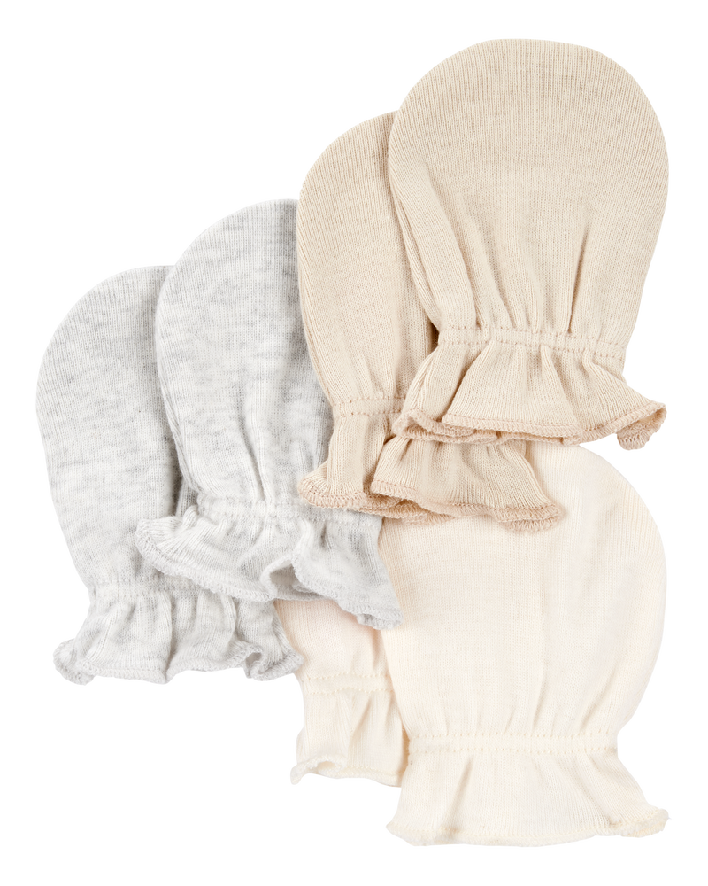 Baby 3-Pack Mitts - Ivory/Heather, image 1 of 2 slides