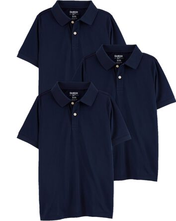 Kid 3-Pack Pique Cotton Uniform Polos, 