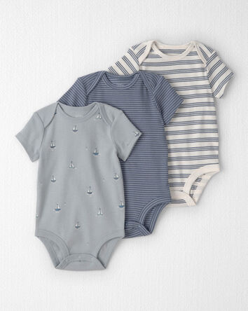 Baby 5-Piece Organic Cotton Bodysuits & Joggers in Sail Away Print, 