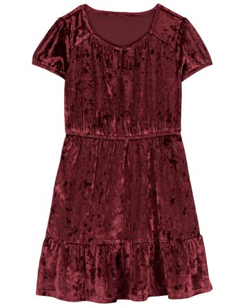 Kid Velour Puff Sleeve Dress, 