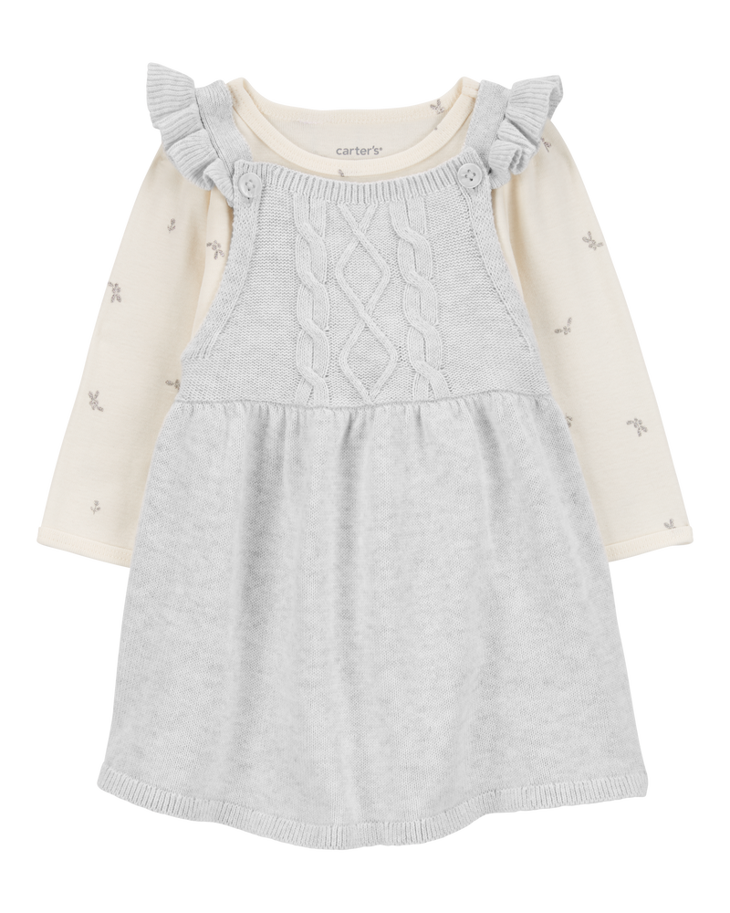 Baby Girl 2-Piece Long-Sleeve Bodysuit & Sweater Knit Jumper Set, image 1 of 6 slides