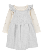 Baby Girl 2-Piece Long-Sleeve Bodysuit & Sweater Knit Jumper Set, image 1 of 6 slides