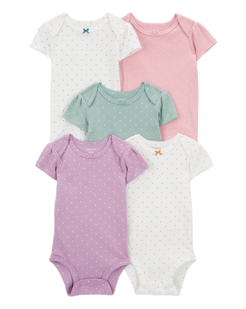 Baby 5-Pack Heart Polka Dot Short Sleeve Bodysuits, 