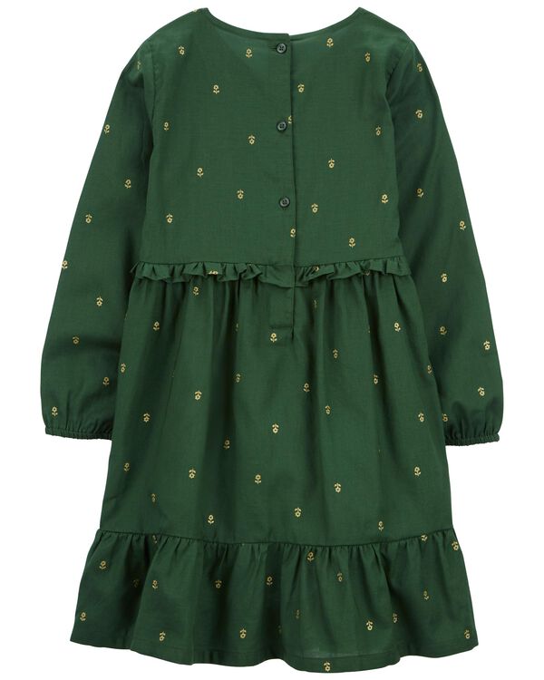 Green Kid Floral Drapey Twill Dress | carters.com