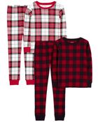 Kid 4-Piece Christmas 100% Snug Fit Cotton Pajamas, image 1 of 5 slides